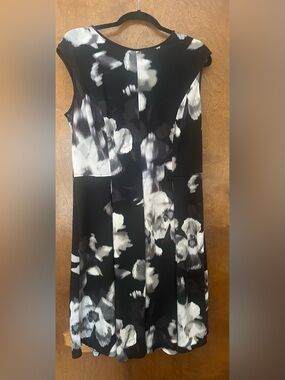 White House Black Market Black and White Floral Midi Dress